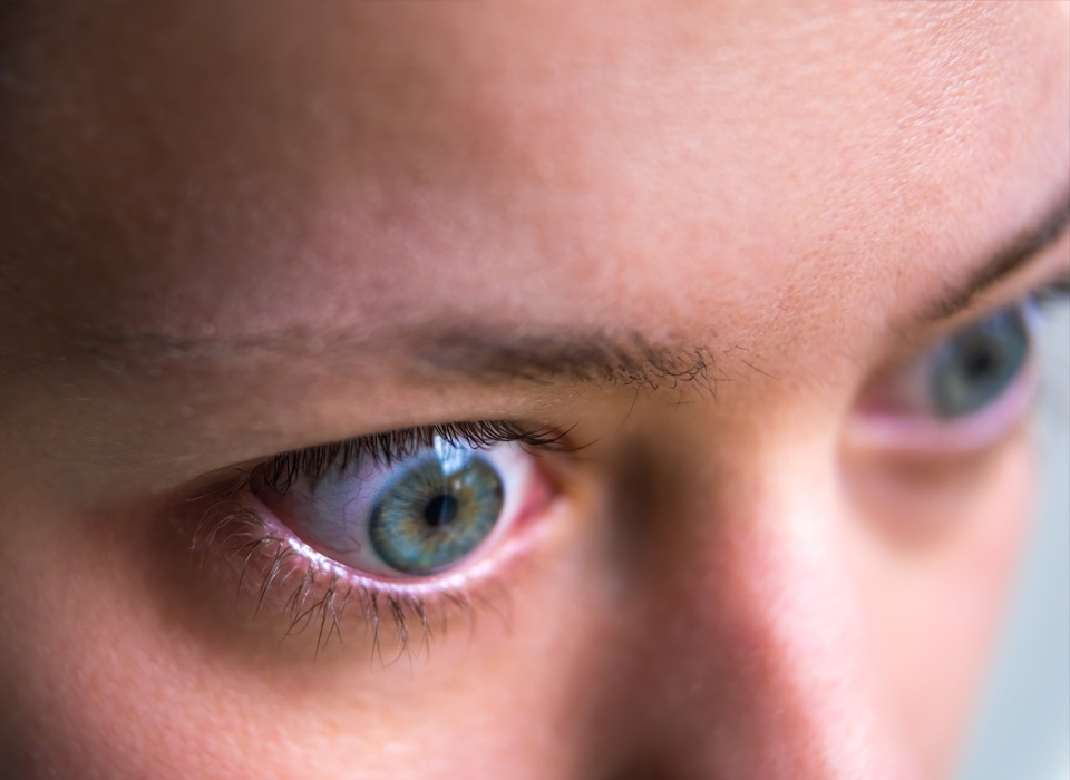 Enlarged image of an eye iris made with a slit lamp