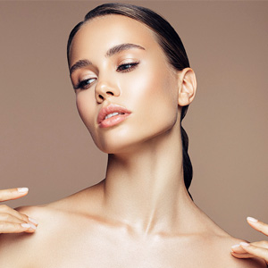 Gorgeous woman posing on camera stock photo