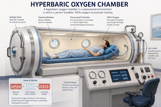 hyperbaric oxygen therapy after facelift chamber for improved healing